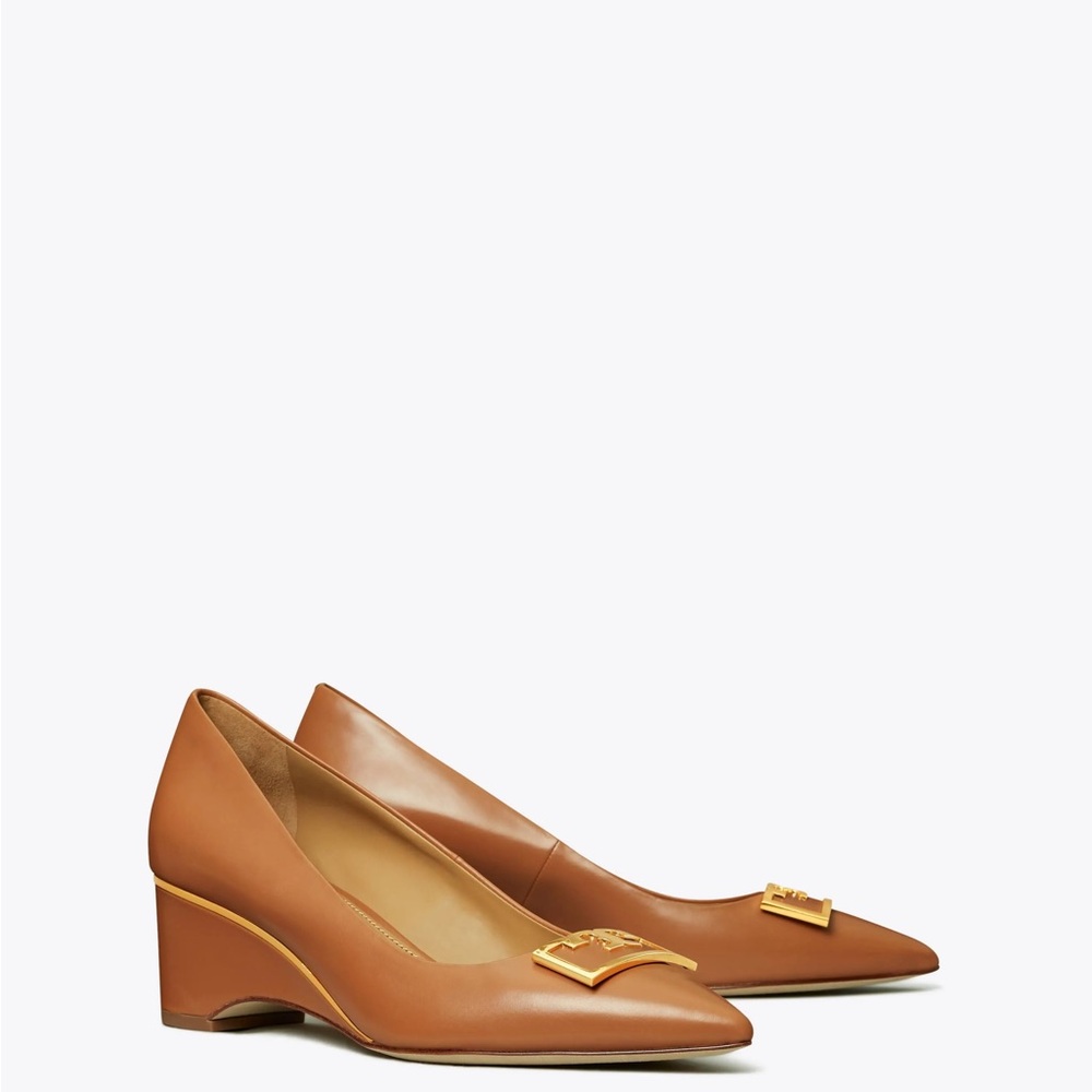 Tory Burch Gigi Wedge Calf Leather Size 7 - Picture 3 of 7